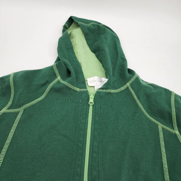 Sport Savvy Women’s Medium Green Hooded Zip-Up Jacket & Matching Pants Set - Picture 9 of 10